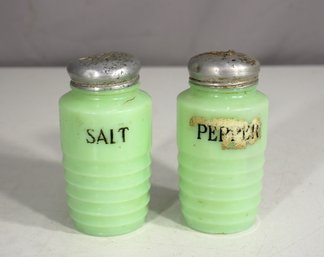 Classic Jadeite Fire King Salt And Pepper Shakers - 5'H