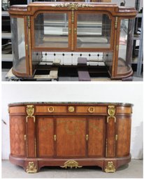 French Louis XVI Style Marble Cabinet Top Sideboard Server Buffet-heavy