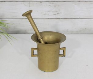 Antique Solid Brass Mortar & Pestle Apothecary Pharmacy 4.5' Tall