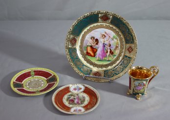 Mixed Lot Of Antique Austrian Porcelain Royal Vienna Beehive Mark Smalls Etc