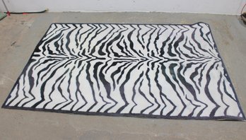 Black & White Zebra Print Area Rug  Modern Animal Pattern Accent Rug-88' X 59'