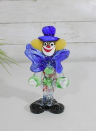 Vintage Murano Italian Art Glass Clown Figurine  Colorful Venetian Glass  7'