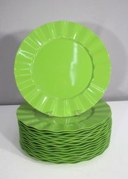 Set Of 12 Crate & Barrel 13' Green Ruffle Charger Plates  Bright Modern Accent