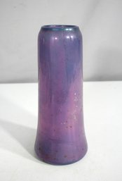 Antique 9 Iridescent Purple Art Glass Vase   Age Crack