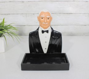 Vintage Butler Tuxedo Bust Valet Tray Desk Organizer 9' Tall