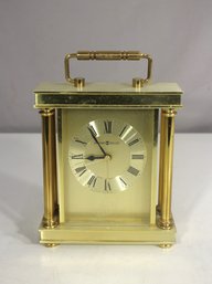 Howard Miller 6 Brass Carriage Clock  Roman Numeral Dial  Elegant Vintage Timepiece-untested