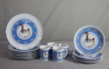 16pc Of Vintage 1985  Fabrizio Blue Goose Chinaware Designed For George Good