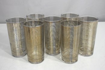 Vintage Signed Lee Hamerk 6.5 Ripple Glass Set Of 7  Mid-Century Modern