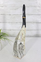 Vintage Spanish Ceramic Figural Decanter Black & Cream 14' Tall Made In Spain