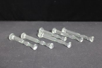 Vintage Pressed Glass Knife Rests  Set Of 6  Clear Molded Tableware  4' Length