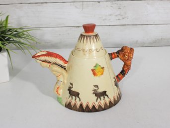 Clarice Cliff Teepee Teapot  Greetings From Canada  Figural Novelty Tea Pot  6.5' Tall