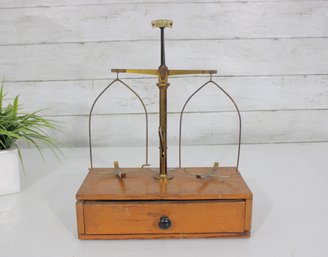 Antique Eimer & Amend Apothecary Balance Scale Wood Base 12'  No Brass Pans