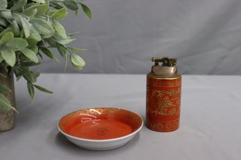 Original Lj Made In Japan Ashtray And Lighter