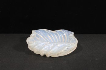 Vintage Opalescent Glass Dish  Leaf Pattern  6 Decorative Bowl  6 X 6