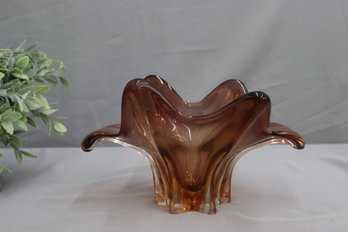Vintage Purple  Murano Floral Petal Art Glass Bowl