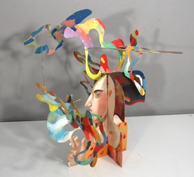 David Gerstein Signed Metal Sculpture  DATE 82  3D Painted Art  18.5'H X 19'W