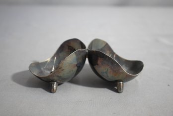 Vintage Modern Hans Jensen Silver Plate Double Bowl Footed Candle Holder, Denmark