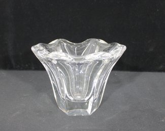 Vintage Clear Art Glass Vase Scalloped Rim Heavy Crystal 5' Tall