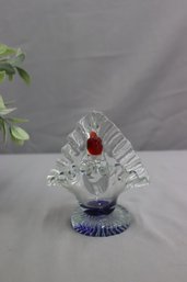 Hand Blown Dish With Bird
