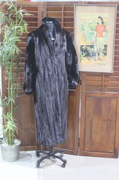 Luxury Dark Brown Mink Fur Coat - Size M/L
