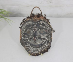 Vintage Tribal Hand Carved Mask Wall Hanging 8.5' Tall