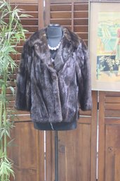 Vintage Genuine Mink Fur Jacket  Elegant Brown Fur Coat  18 S X 26 L