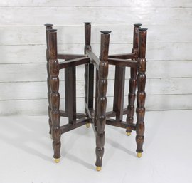 Vintage Turned Wood Plant Stand / Pedestal Base  18'H X 16' Round- (No Tray )