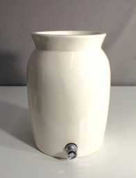 Classic White Ceramic Water Dispenser With Lid And Spigot - Vintage Style
