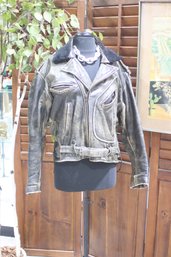 Vintage California 2BU Distressed Leather Biker Jacket  Rugged & Edgy  Size M