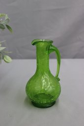 Vintage Green Crackle Glass Vase