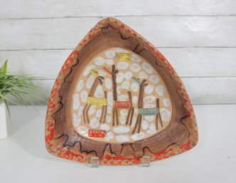 Fratelli Fanciullacci Italian Ceramic Bowl  Hand Painted Deer Motif  Vintage Art Pottery  10'