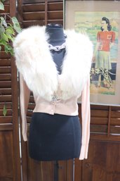 Vintage Dalton Cashmere Cardigan With Genuine Fur Collar  Elegant & Rare  Size S