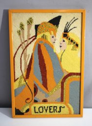 'Lovers' - Vibrant Needlepoint Wall Art In Vintage Frame