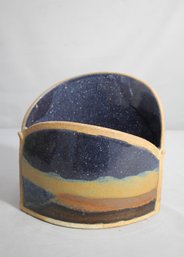 Vintage Raku Pottery Pocket Vase , Hand-Signed 'REED'