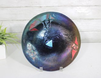 Equihua Pottery Art Plate  Signed & Dated 1994  Iridescent Raku Style  10' Round