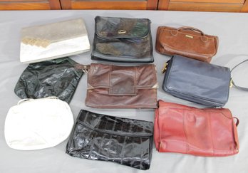 #330-Group Lot Of Vintage Handbags  Leather & Vinyl Purses, Assorted Styles And Colors