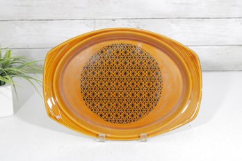 Vintage Brendan Erin Stone Serving Platter  13.5 X 9.5' Orange Geometric Design