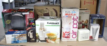Shelf Lot Of Unused Household Appliances & Kitchen Items - New In Boxes