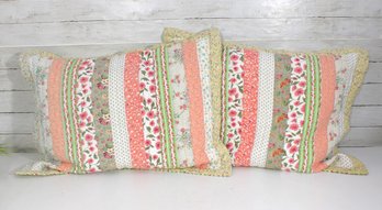 Set Of 2 Floral Patchwork Pillows Cover  Cottage / Shabby Chic Style  30' X 24'