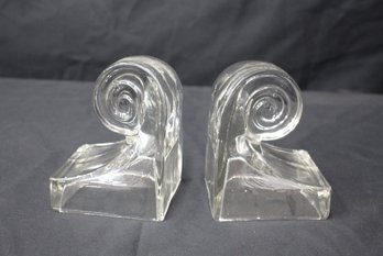 Sets Of Vintage Glass Wave Bookends-MCM