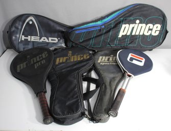 Group Lot Of Tennis & Paddle Racquets - Prince, Head, Fila With Cases