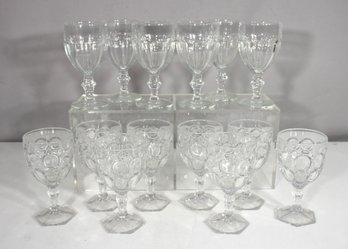 Set Of Elegant Crystal Goblets  7' & 6.5' Tall  Vintage Stemware Collection