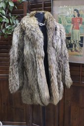 Vintage Genuine Coyote Fur Coat  Rustic & Bold  Size M/L (31L)  Needs Repair