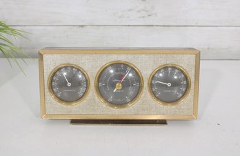 Vintage 3 Dial Weather Station Barometer Thermometer Hygrometer 9.5'