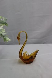 Vintage Amber Swan Ring Dish