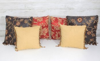Decorative Throw Pillow Collection  Floral & Beaded Accent Pillows  6 Piece Set