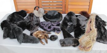 #334-Group Lot Of Vintage Fur Accessories  Hats, Collars, Stoles & Trims