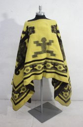 Vintage Reversible Andean Wool Poncho  Geometric Tribal Design