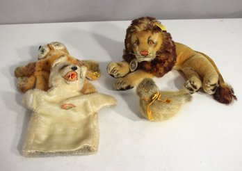 Vintage Steiff Plush & Puppet Lot  Lion, Owl, Dog, Bird  Collectible Mohair Toys