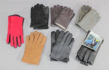 #335-Group Lot Of Gloves  Leather & Fabric Styles In Assorted Colors